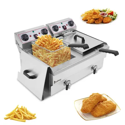 £175.99 • Buy 24L Electric Deep Fryer Fat Chip Frying Commercial Twin Tank Stainless Steel UK