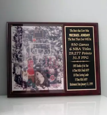 Michael Jordan Bulls 12x15   Last Shot  Limt. Ed. Photo/Stat Plaque Wooden Frame • $45.23