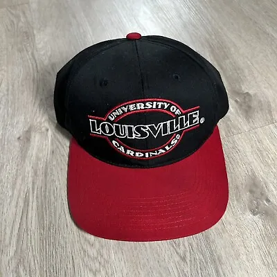 Vintage Louisville Cardinals Hat Snapback NCAA College Signature Black Red Cap • $29.70