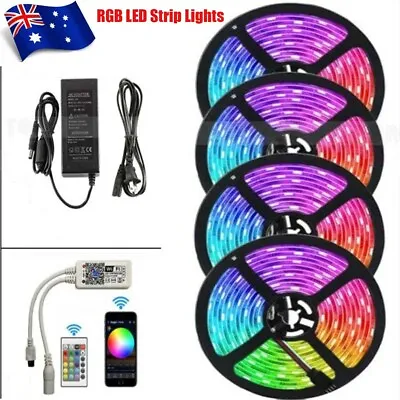 5M 10M 20M 3528 RGB LED Strips Lights DC 12V WiFi Bluetooth APP IR Control Kit • $9.49