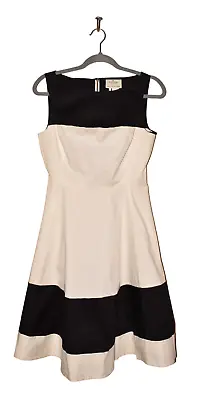 KATE SPADE NEW YORK $298 Black/White Sleeveless Fit & Flare Dress Size 8 • $44.99