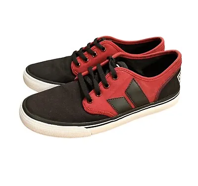 Macbeth Shoes Mens US 6 EUR 38 Red Black Canvas Vegan Leather Skate Punk • $49.99