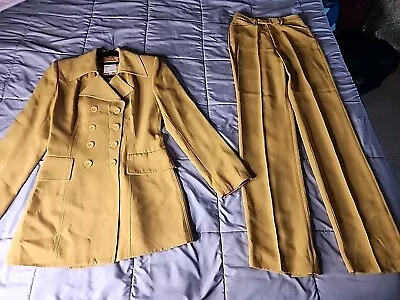 Vintage Y2K Vertigo Paris Long Jacket & Pant Suit Gold Tone Jacket Small Pants 4 • $65