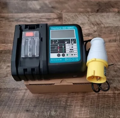 For Makita 110v 18V LXT Rapid Battery Charger With LCD Display Yellow Site Plug • £42.95