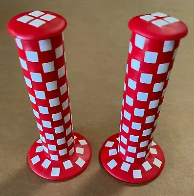 New! Original Bmx Checker Style Red/white Bicycle Bike Grips • $9.80