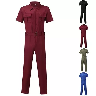 Men's Mechanic Style Workwear Coverall Jumpsuit + Adjustable Waist Belt • $53.69