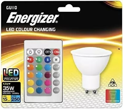 Energiser 4.5w RGBW Colour Changing LED GU10 Bulb C/w Remote (s14544) • £9.99