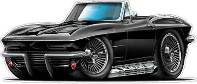 Cartoon Cars Wall Decal Compatible With 1963 Chevy Corvette Convertible Cling • $25.99