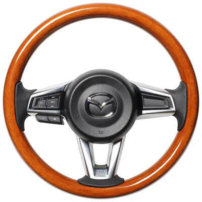 REAL Steering Wheel Mazda Miata ND5RD MX-5 Light Brown Wood Black Euro Stitching • $799