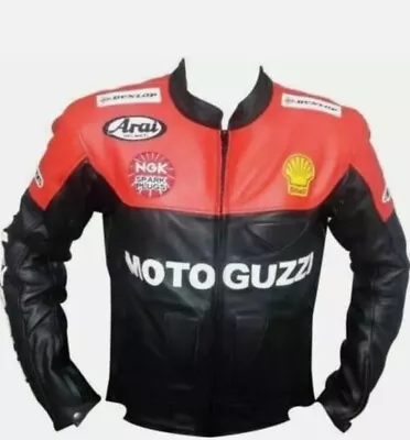 Motoguzi Motorcycle Jacket Motorbike Jacket Cowhide Leather Biker Raceing Jacket • $180