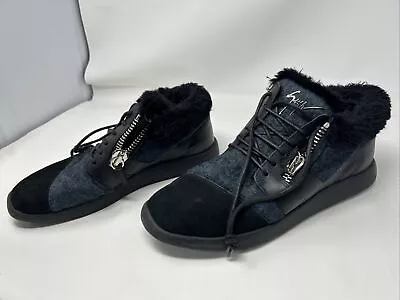Giuseppe Zanotti Men's Black Blue Double-Zip Sneaker Shoe Size 43 Italy • $49.99