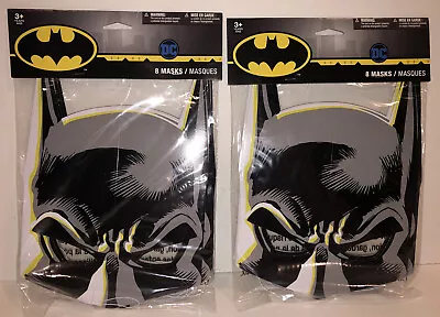 Lot Of 2 BATMAN BIRTHDAY PARTY PAPER MASKS PACK OF 8 MASKS NEW • $10.99