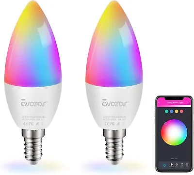 2 Pack E12 Smart Bulb 5W LED Candle Light Bulb Works With Alexa & Google • $15.99