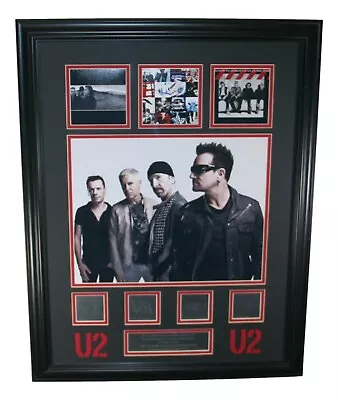 U2 Bono The Edge 21  X 27  Framed 4 Photo Album Cover Collage Etched Autographs • $128.14