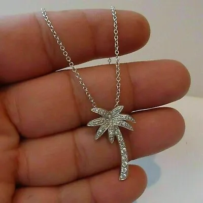 1.00 Ct Round Diamond Palm Tree Pendant Necklace 14K White Gold Over Free Chain • $69.30