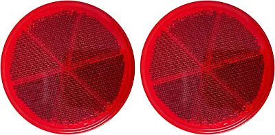 3  Inch Round Red Reflector Adhesive Bike Trailer Truck Boat Mailbox - Qty 2 • $8.95