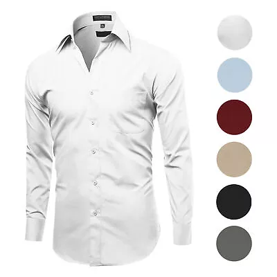 Men's Classic Fit Long Sleeve Wrinkle Resistant Button Down Premium Dress Shirt • $26.20