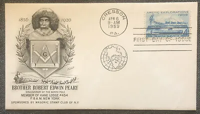 £4.99 • Buy FDC Special Stamp Cover Masons Masonic USA 1959 Brother Robert Edwin Peary