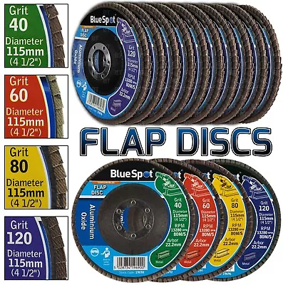 FLAP DISC GRINDING SANDING  115mm 4.5  40 60 80 120 GRIT ANGLE WHEEL ALI OXIDE • £8.50