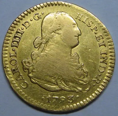 1793 Mexico 2 Escudos Charles Iv Assayer Fm Doubloon Spanish Colonial Gold • $679