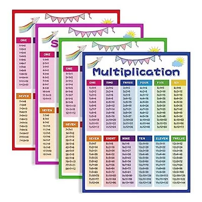 Large Multiplication Math Posters Educational Table Chart Posters For Kids 4pcs • $18.99