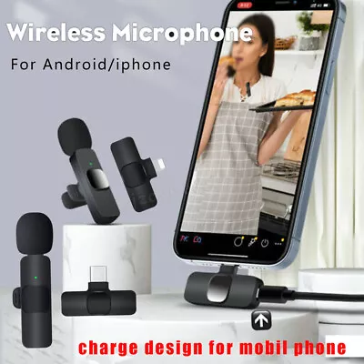 Microfono Inalambrico Lavalier Para IPhone Android Solapa Entrevistas Recargable • $12.99