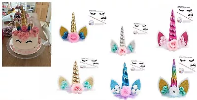 $14.48 • Buy 3D Unicorn Cake Topper Birthday Party Cake Decoration Topper Ears Eyelash Child