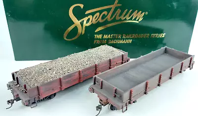 BACHMANN SPECTRUM LOW-SIDE GONDOLA X 2 WEATHERED VERY GOOD BOXED On30 SCALE(FC) • $56.55