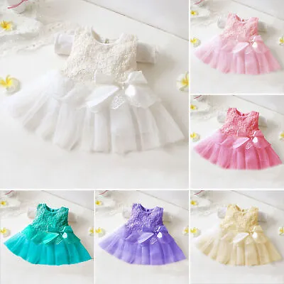 Newborn Infant Baby Flower Girls Princess Dresses Party Wedding Tutu Lace Dress • £7.07