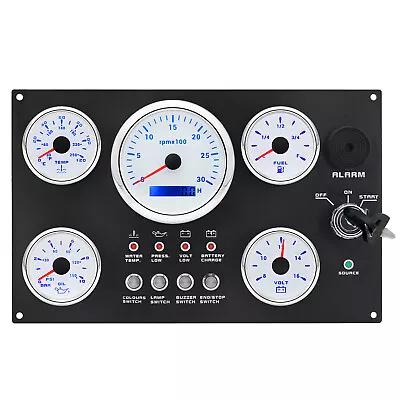 5 Gauge Set Instrument Panel 0-3000 RPM 12V 7 Colors LED For Marine Boat Yacht • $162.79