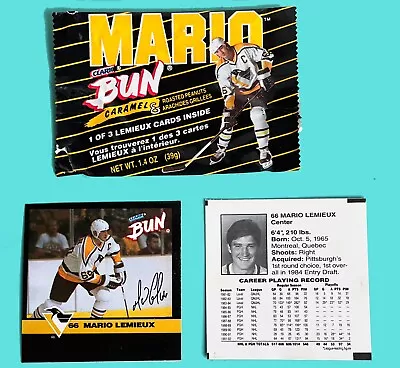 1992 Clark Bun Mario Candy Card - Mario Lemieux  Pittsburgh Penguins NHL Hockey • $1.99