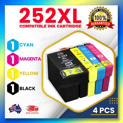 $10.90 • Buy 4x Generic Ink Cartridge 252XL For Epson WF-3620 WF-3640 WF-7725 Printer