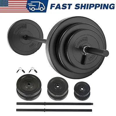 Rubber Adjustable Barbell Weight Set 45lb Fitness Weights Lifting For Home Gym • $59.99