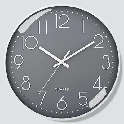 12  Wall Clock Silent Non Ticking Clock For Living Room Bedroom Kitchen Office • £10.99