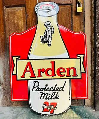 Rare Vintage Porcelain 36 X 24-inch Arden Protected Milk Advertising Enamel Sign • $125