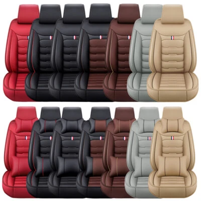 Luxury Leather Car Seat Covers Front Rear Full Set Cushion Protector Universal • $69.98