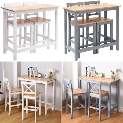£229.95 • Buy Kitchen Set Bar Table 2 Stools Chairs Breakfast Dining Desk Solid Wood High Unit