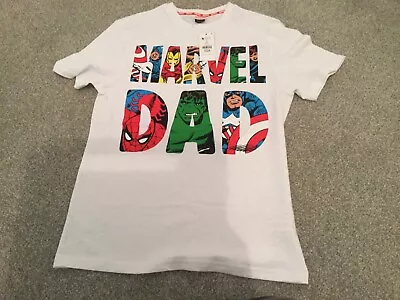 Asda George 'marvel Dad' Tshirt Cotton New Size Xs Fathers Day Gift • £5