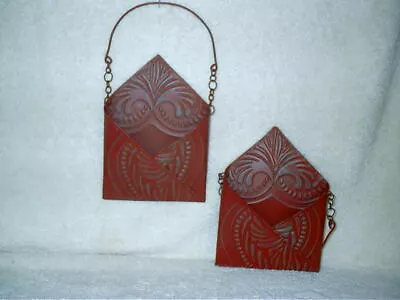 2 Vintage Red Tin Envelope Christmas Tree Ornament Gift Card Holder 5  X 7   • $8.99