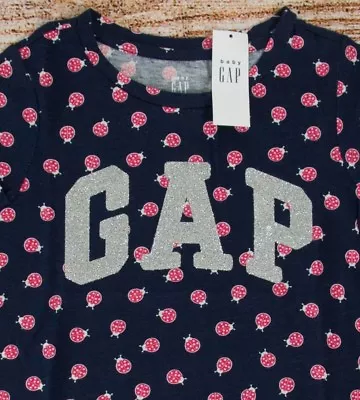 NWT Girls Baby GAP Arched Logo T Shirt Lady Bug Icon - 806124 • $9.79