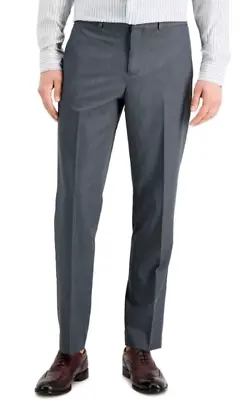 PERRY ELLIS Mens MODERN FIT Dress Pants GRAY FLAT FRONT STRETCH 32 30 NWT $95 • $19.99