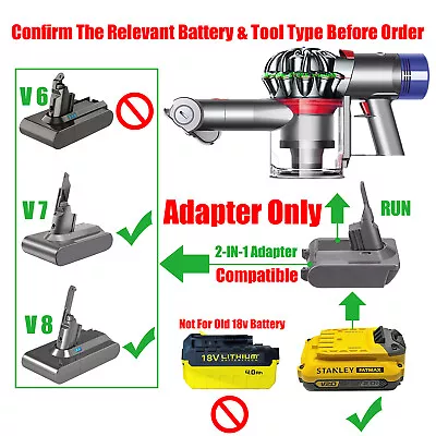 1x Adapter Convert New Stanley FATMAX V20 Battery To Dyson V7 V8 2 Types Vacuum • $32.65