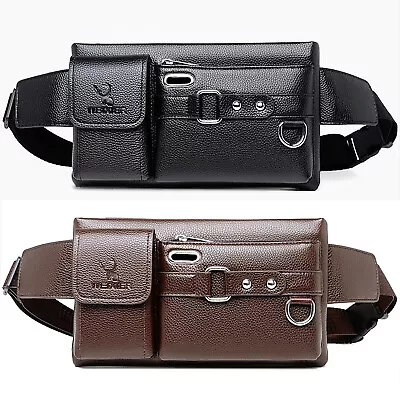 PU Leather Waist Bag Fanny Pack Men Chest Sling Bag Pouch Purse For Travel Sport • $12.99