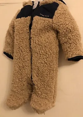 BNWT Baby Boy Teddy Bear  Fleece Snowsuit Pram Suit  All In One From Size 0-3 M • £2.99