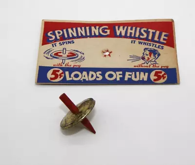 Vintage Small Metal Toy Top Spinning Whistle W/ Header Card • $9.50