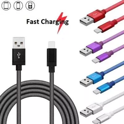 1m 2m 3m Long Charger For IPhone 13 12 11 XR 6 7 8 Braided USB Data Lead Cable • £3.79