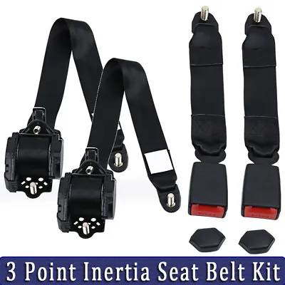 £20.99 • Buy 2 Sets Universal 3-Point Inertia Seat Belt Kit Car Truck Adjustable Safety Belts