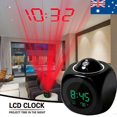 LED Digital Projection Alarm Clock Projector LCD Voice Talking Time Temperature • $13.99