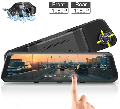 $129.99 • Buy AZDOME 11.8  FHD Dash Cam Front And Rear View Car Reverse Camera Mirror Recorder