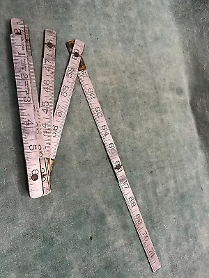 Vtg Lufkin Rule Co 1206 Carpenter Zig Zag 6' Folding Aluminum 72  Ruler - Usa • $17